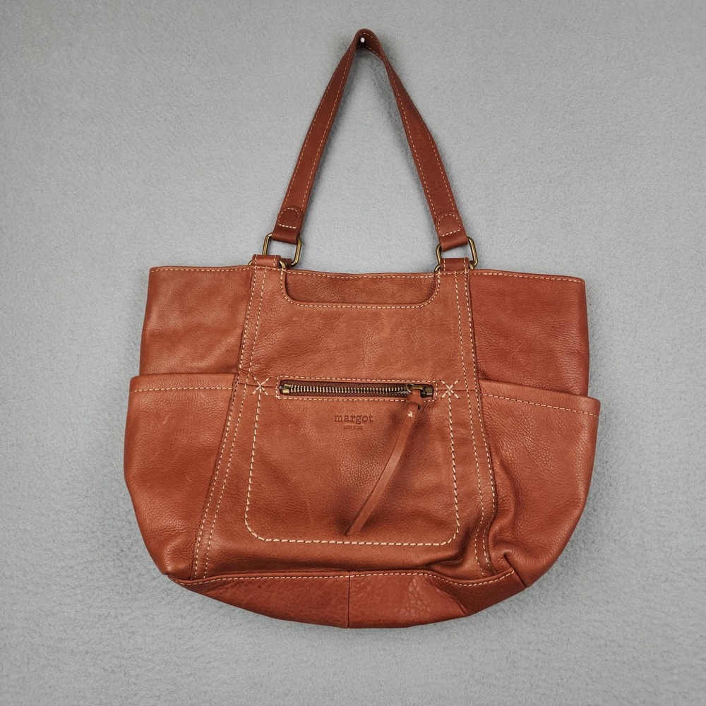 Margot Shoulder Bag Womens Medium Brown Leather Magnetic Front Zip Pockets
